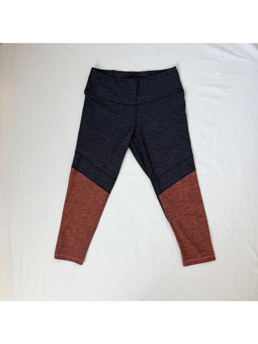 prAna Needra Capri Leggings Women's Charcoal Orange Colorblock Size Small
